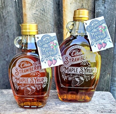 Strawberry Maple Syrup - Engraved Vintage Flask Bottle