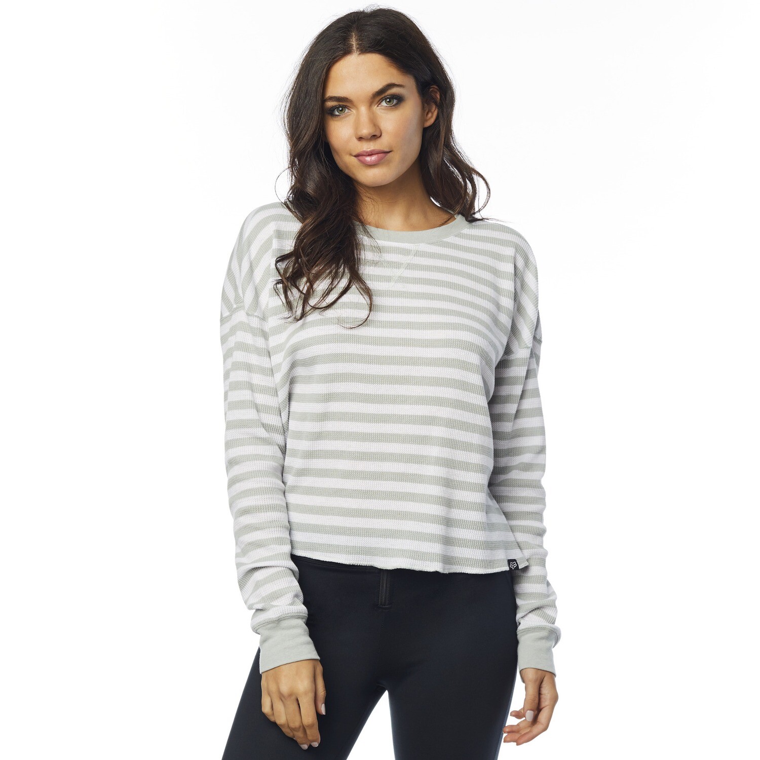 BLUSA STRIPED OUT LS THERMAL CROP WHT