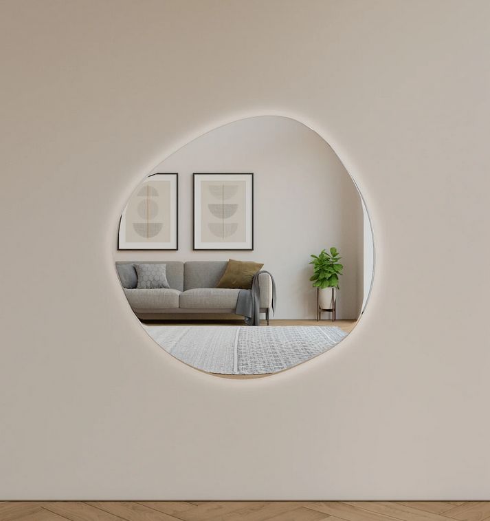 Pierre - Asymmetrical Bathroom Mirror With Lights (80x80cm)