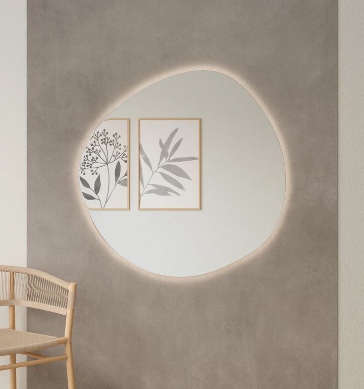 Pierre - Asymmetrical Bathroom Mirror With Lights (100x100cm)