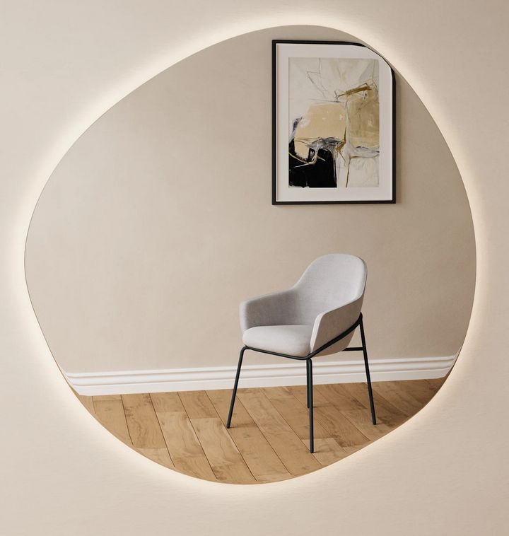 Pierre - Asymmetrical Bathroom Mirror With Lights (120x120cm)