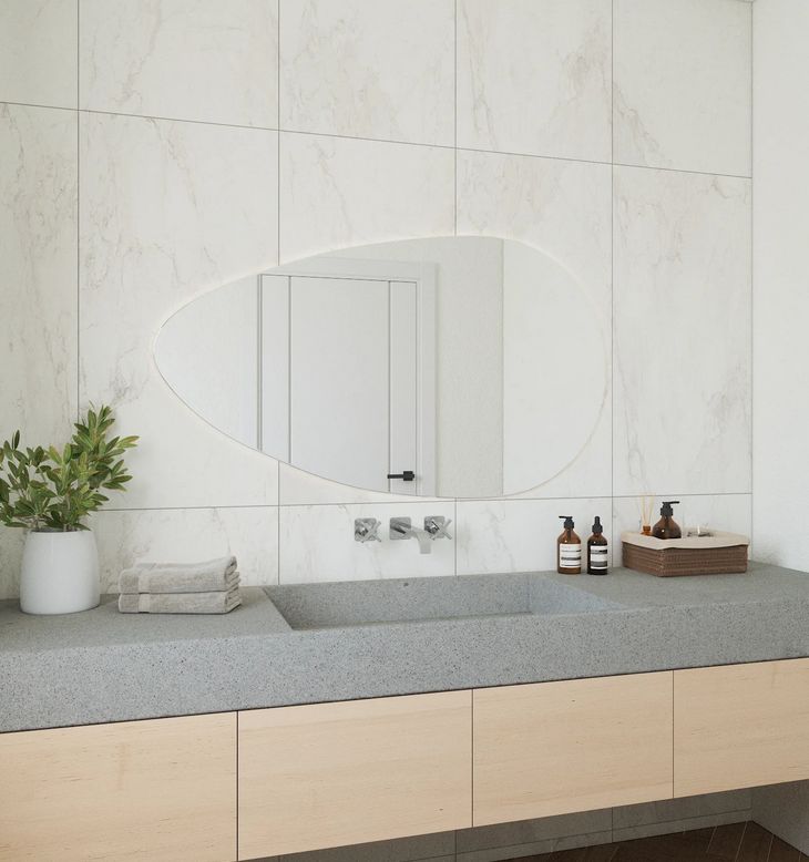 Baisse - Asymmetrical Bathroom Mirror With Lights (75x130cm)