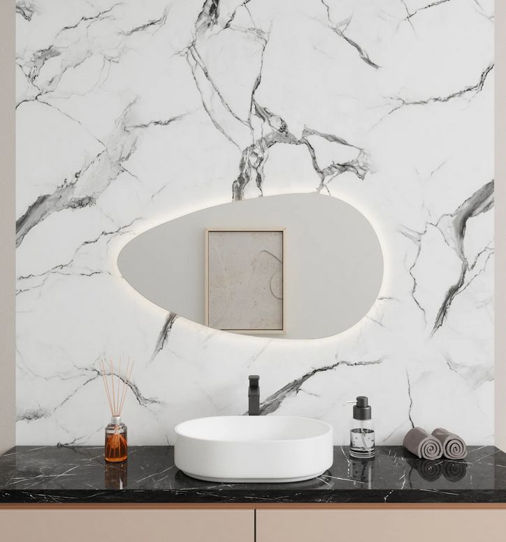 Baisse - Asymmetrical Bathroom Mirror With Lights (55x100cm)