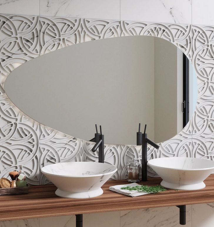 Baisse - Asymmetrical Bathroom Mirror With Lights (85x150cm)