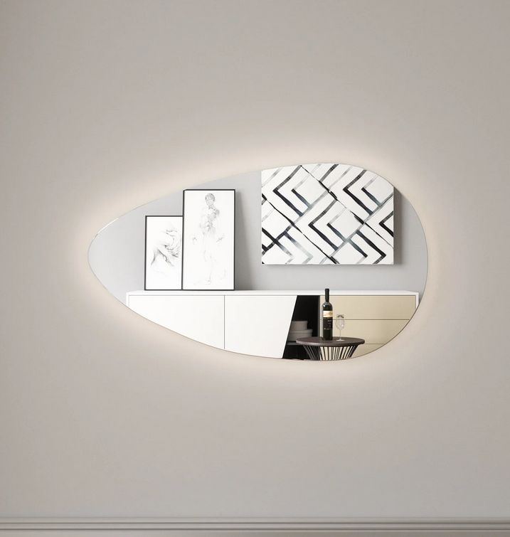 Baisse - Asymmetrical Bathroom Mirror With Lights (70x120cm)