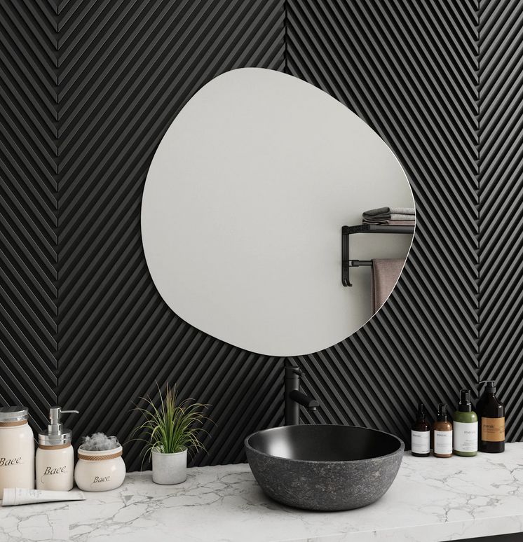 Pierre Asymmetrical Bathroom Mirror (80x80cm)