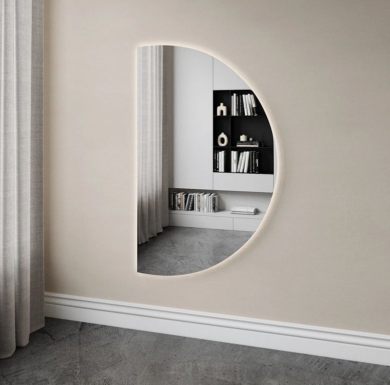 Demi-Lune Mirror with LED Lights (84x140cm)