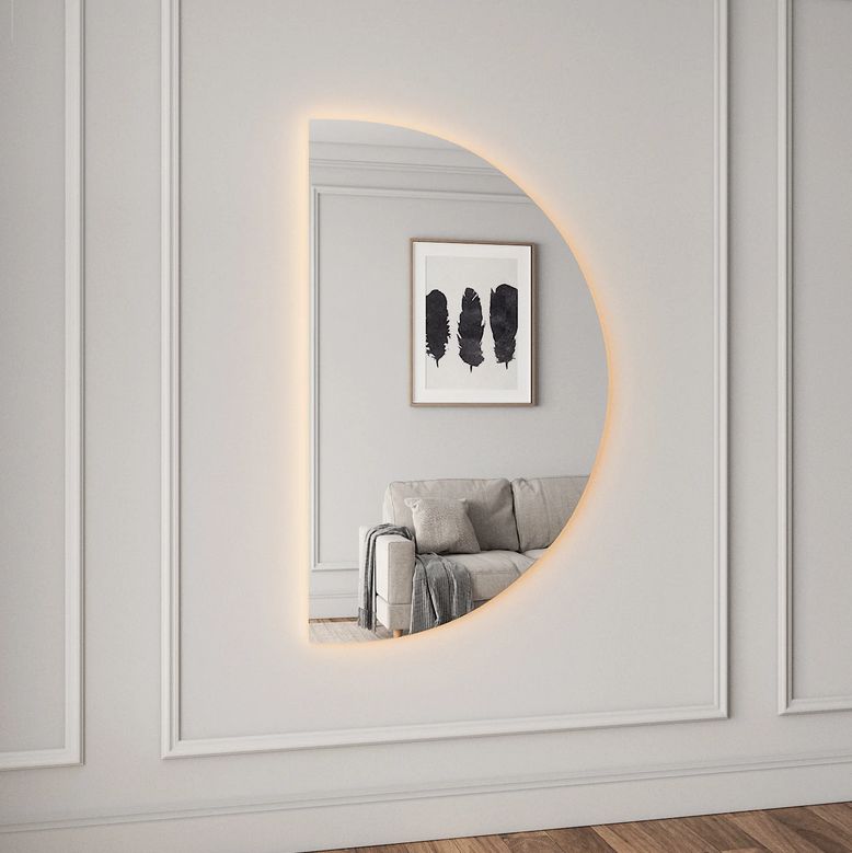 Demi-Lune Mirror with LED Lights (96x160cm)