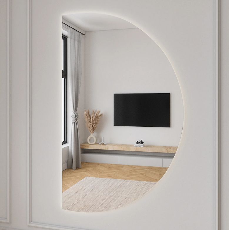 Demi-Lune Mirror with LED Lights (108x180cm)
