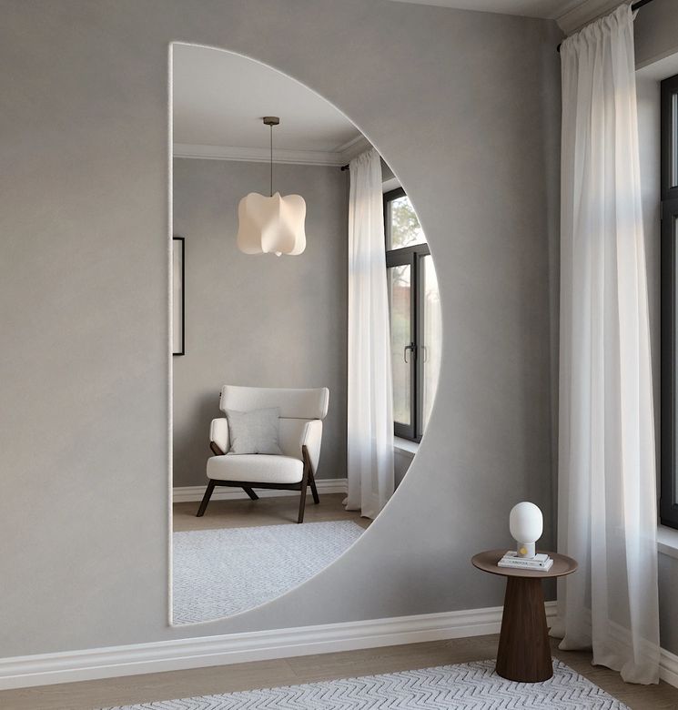 Extra-Large Demi-Lune Mirror with LED Lights (120x220cm)