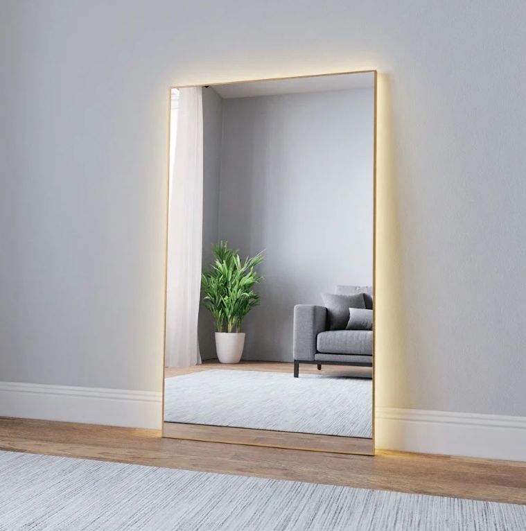 LED Mirror With Birch Frame (80x135 cm)