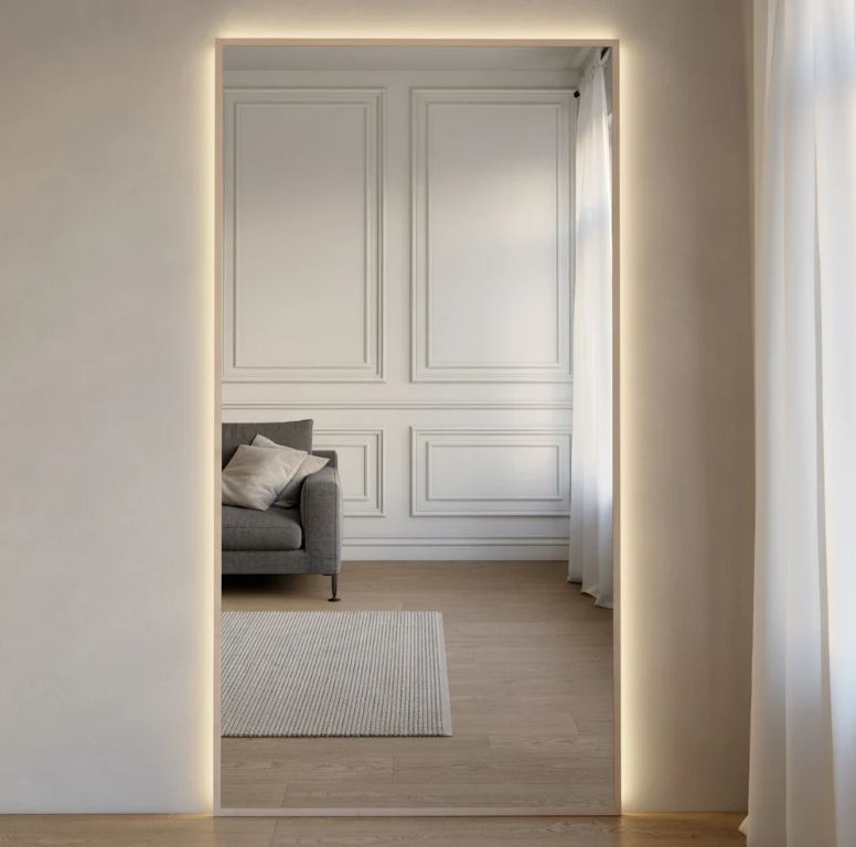 Full-Length LED Mirror With Birch Frame (110x210 cm)