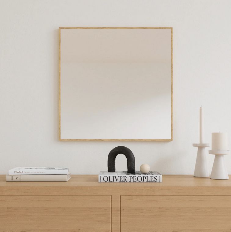 Small Wall Mirror With Oak Frame (50x50 cm)