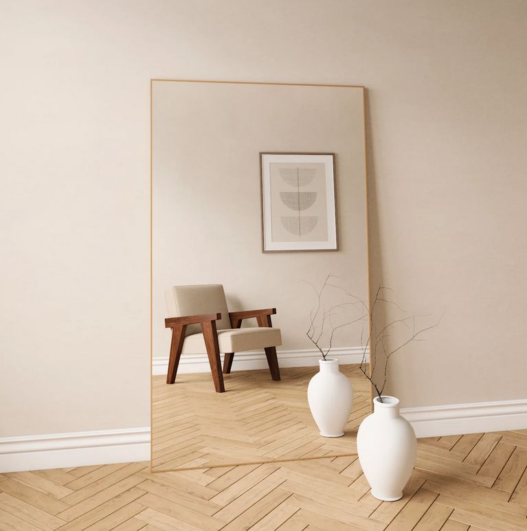 Large Full Length Mirror With Oak Frame (100x170 cm)