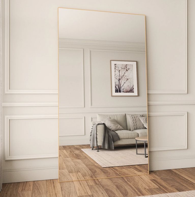 Extra Large Full Length Mirror With Oak Frame (110x210cm)