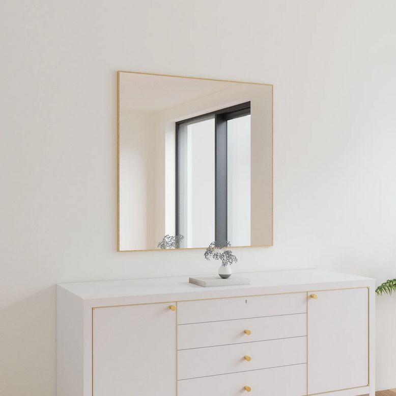 Wall Mirror With Oak Frame (100x100 cm)