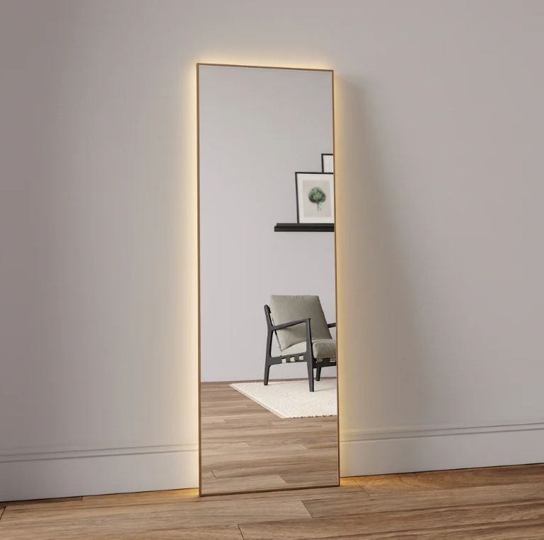 LED Mirror With Oak Frame (50x150 cm)