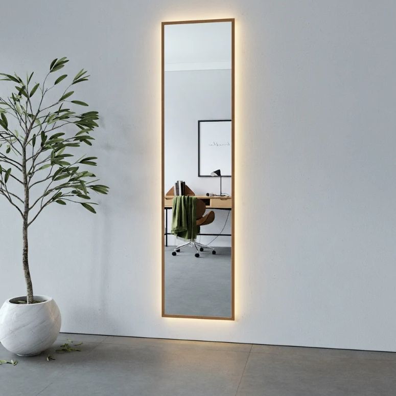 Full-Length LED Mirror With Oak Frame (50x200 cm)