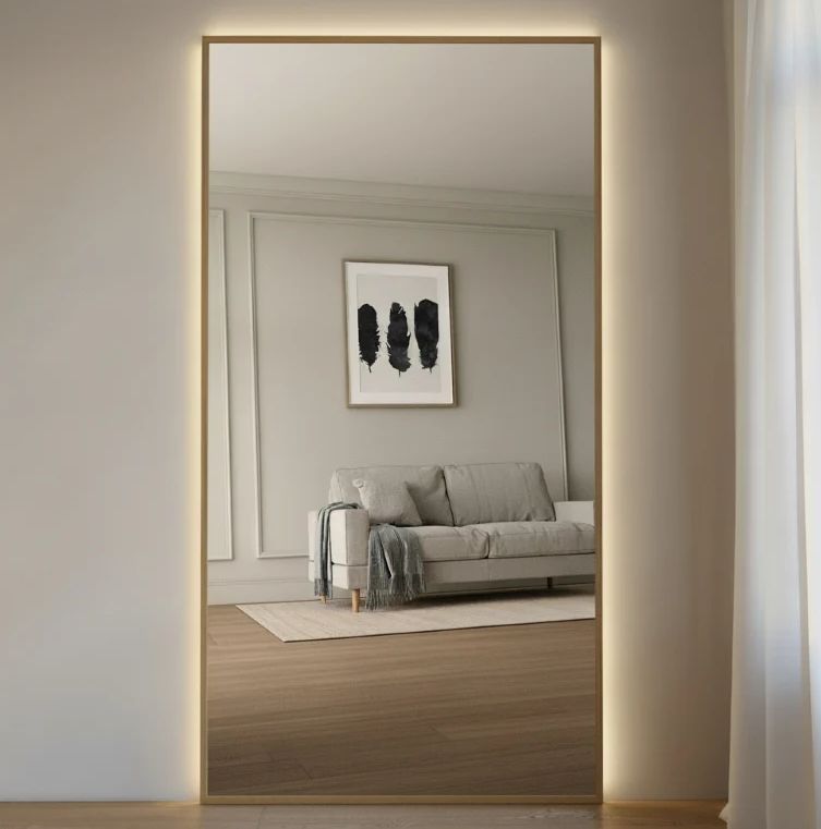 Full-Length LED Mirror With Oak Frame (130x220 cm)