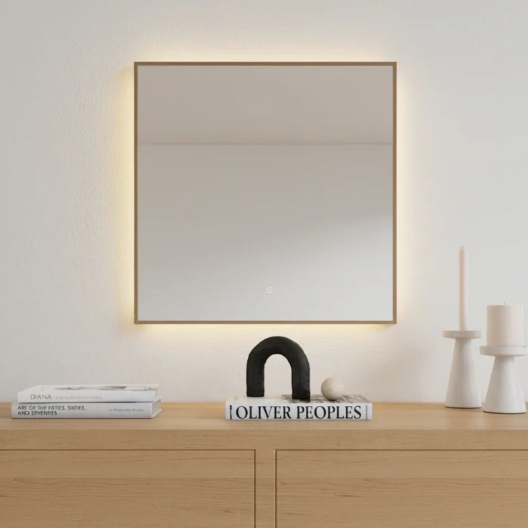 LED Mirror With With Thermo-Treated Alder Frame (50x50 cm)