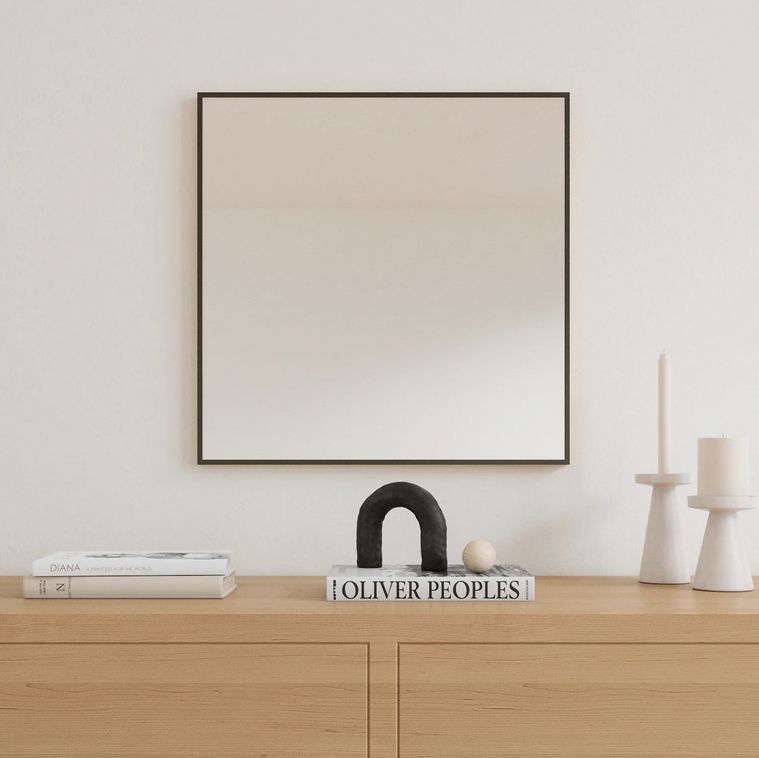 Small Wall Mirror With Black Frame (50x50cm)