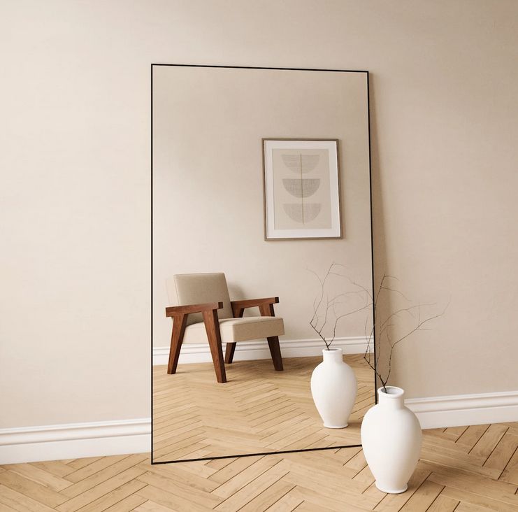 Large Full Length Mirror With Black Frame (100x170cm)