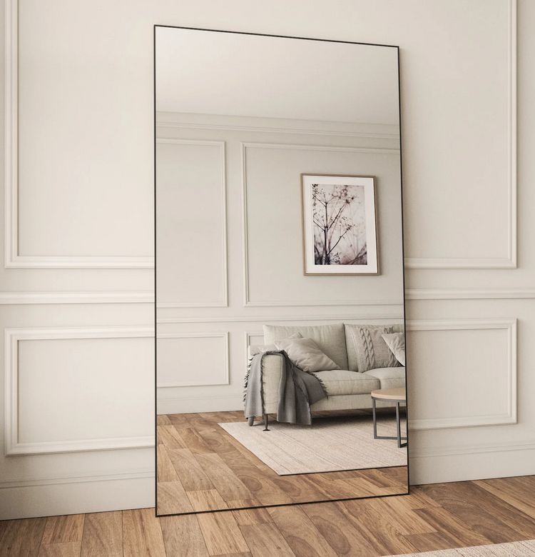 Extra Large Full Length Mirror With Black Frame (130x220cm)