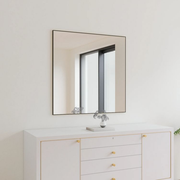 Wall Mirror With Black Frame (100x100cm)