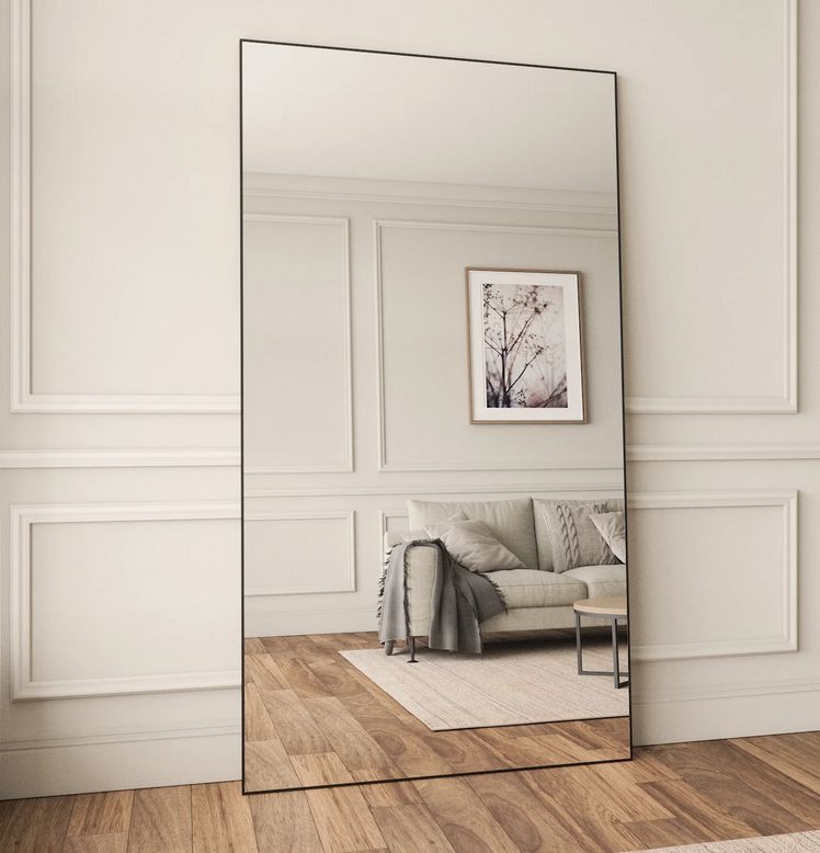 Extra Large Full Length Mirror With Black Frame (110x210cm)
