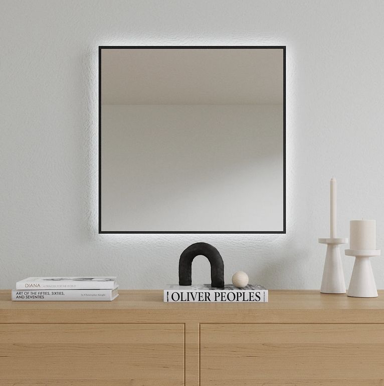 LED Mirror With Black Frame (50x50cm)