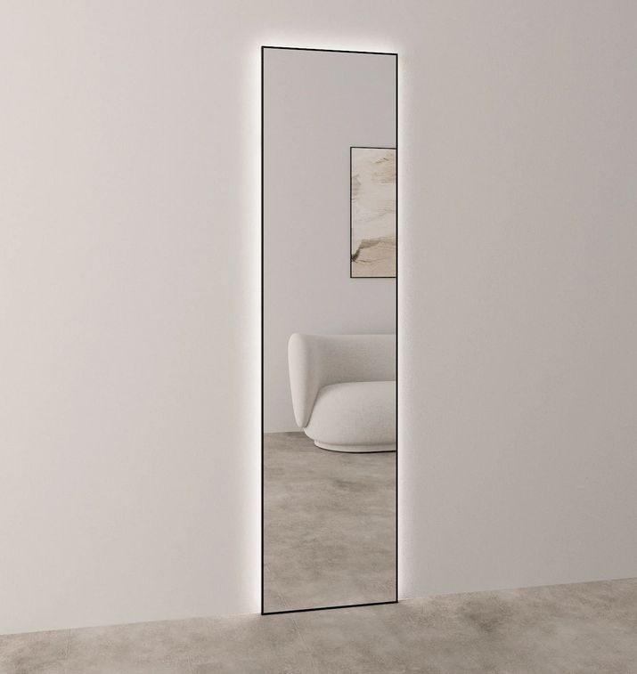 Full-Length LED Mirror With Black Frame (50x200cm)