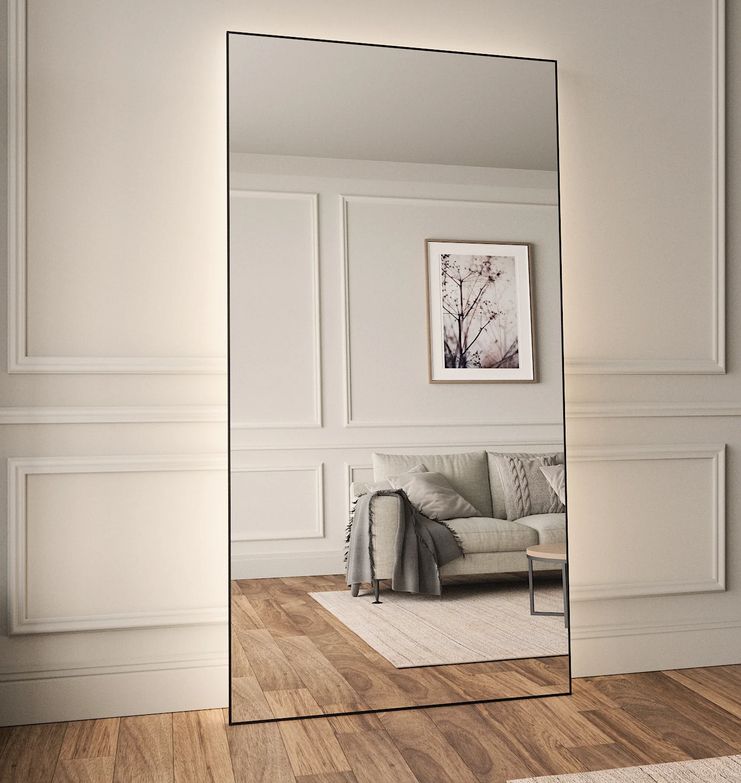 Full-Length LED Mirror With Black Frame (110x210cm)