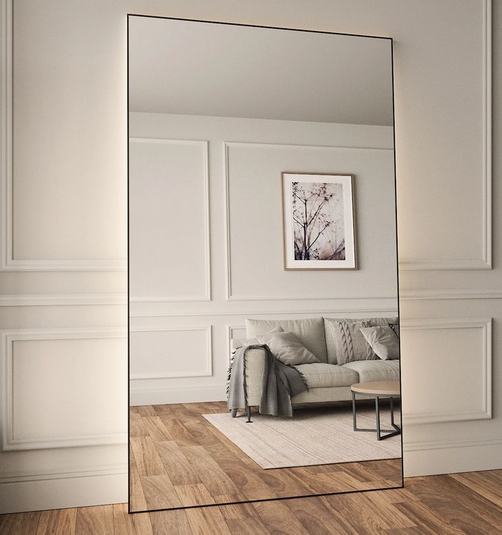 Full-Length LED Mirror With Black Frame (130x220cm)