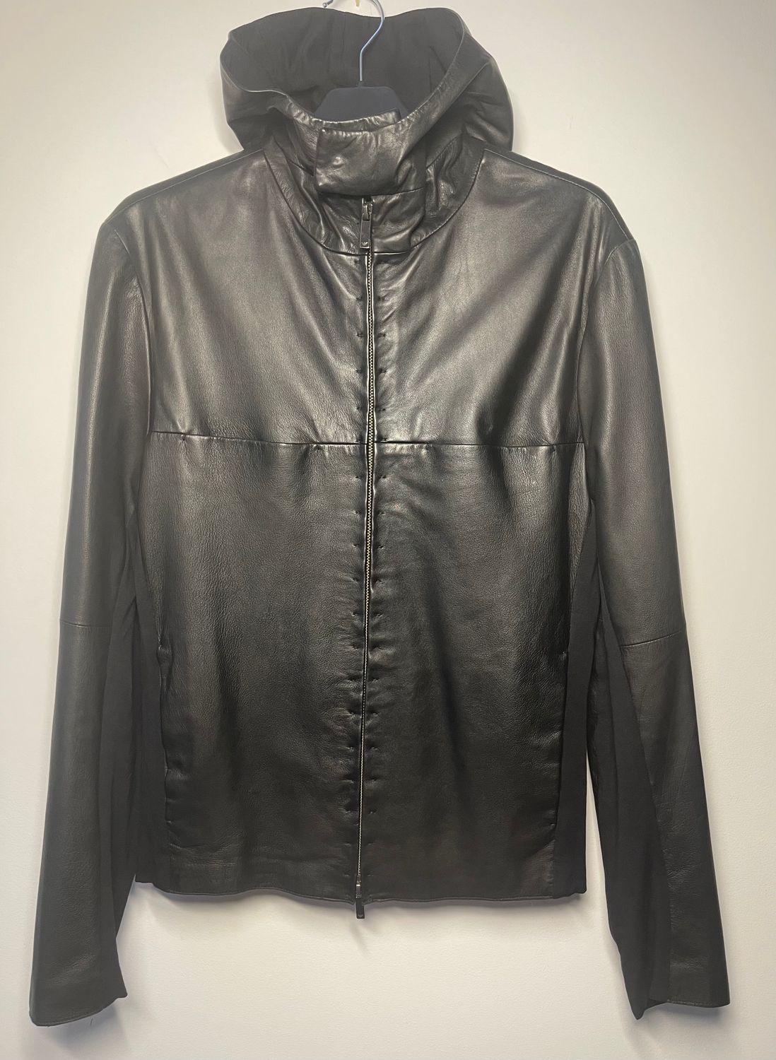 Kurtka skórzana z kapturem Emporio Armani