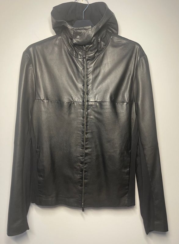 Kurtka skórzana z kapturem Emporio Armani