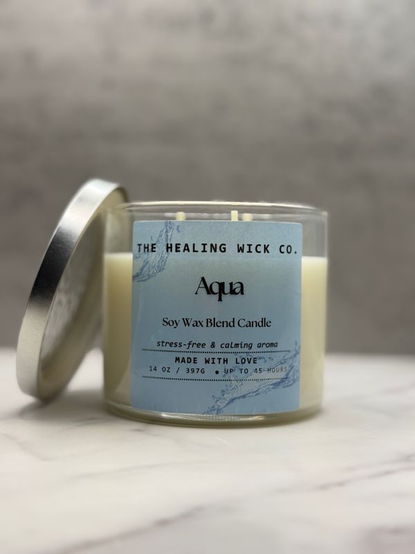 Aqua scented 3 wick candle