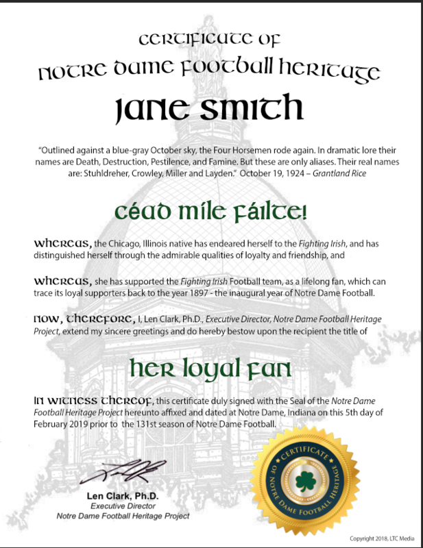 "Her Loyal Fan" Certificate