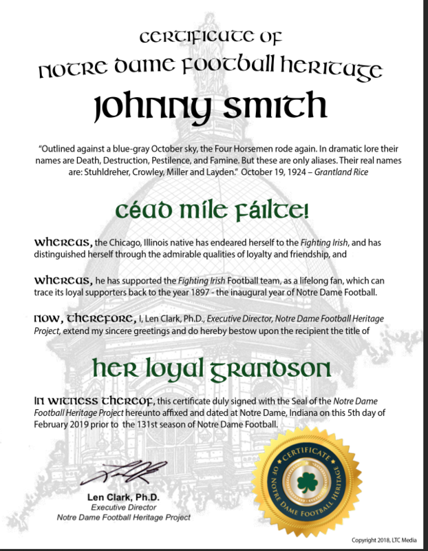 "Her Loyal Grandson" Certificate