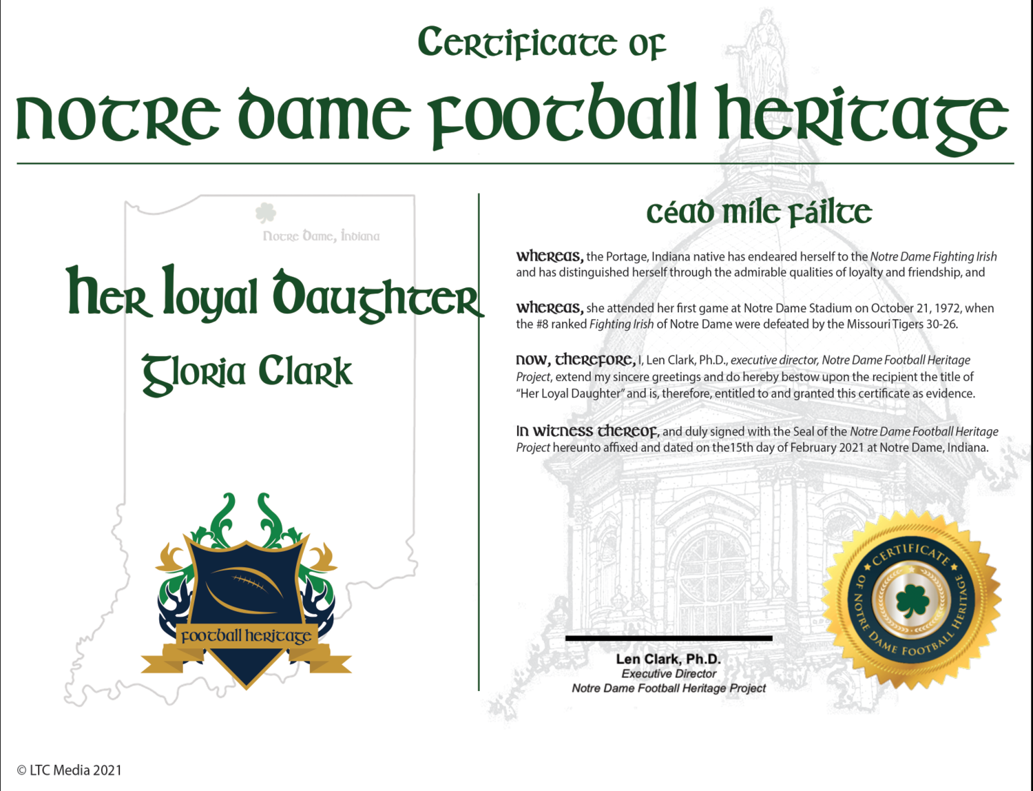 "Her Loyal Daughter" Certificate