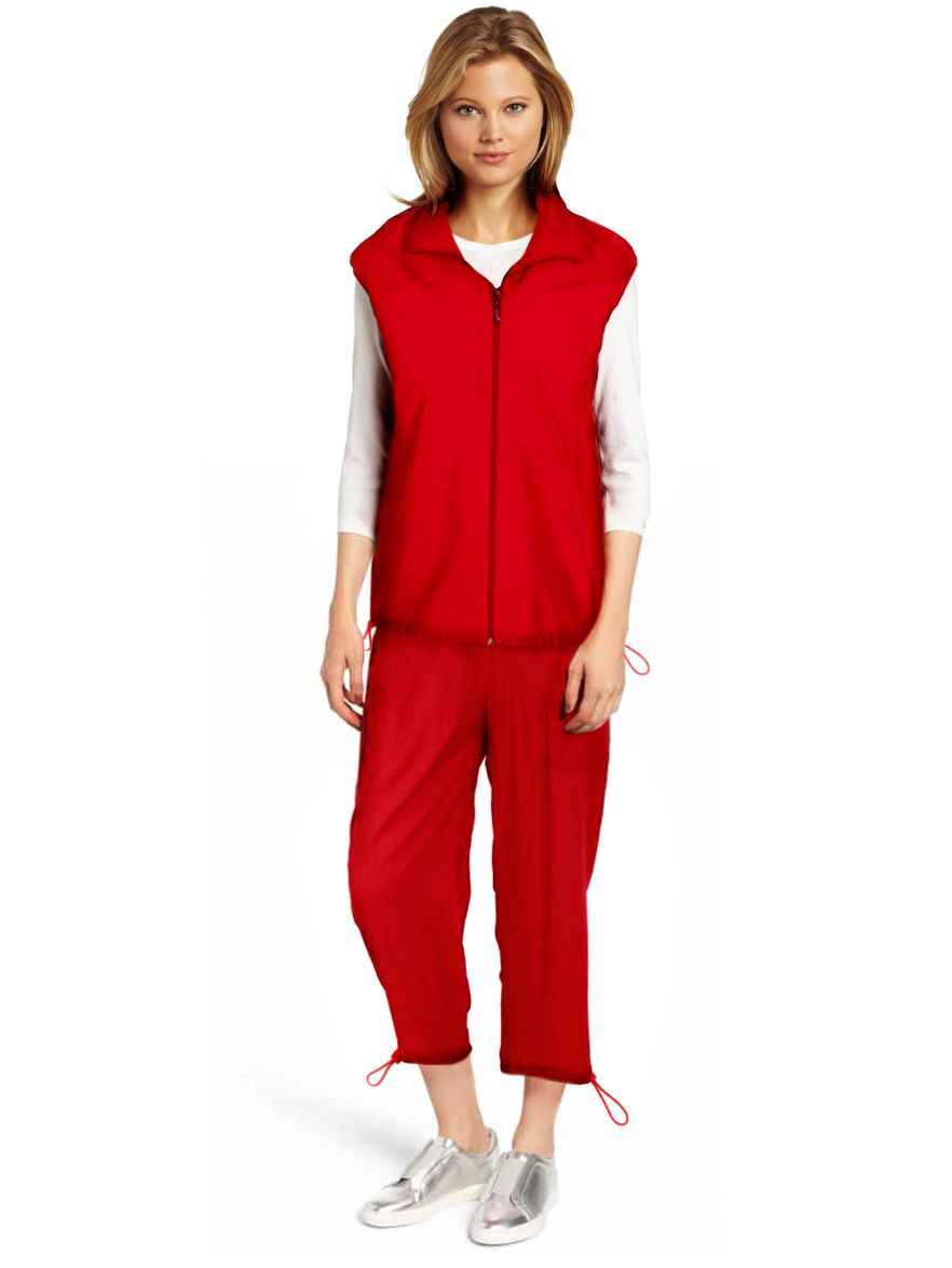 KOMPLET KAMIZELKA + SPODNIE (BEZRĘKAWNIK RYBACZKI) 38/40 czerwony