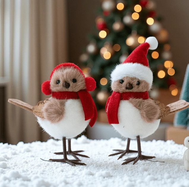 Ptak, ptaszek. zestaw 3 sztuki ptaszków ozdobnych, świątecznych. Rudzik