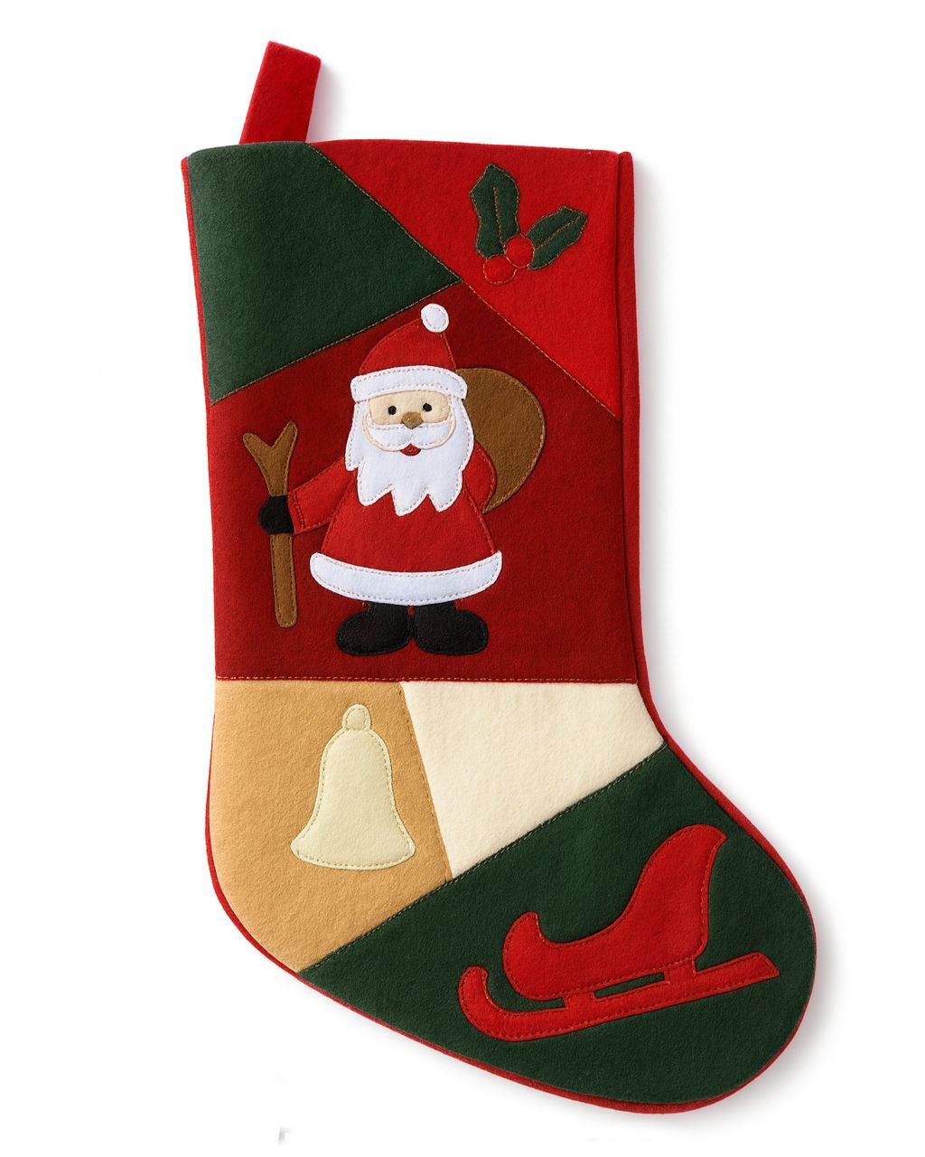 Świąteczna Skarpeta na Prezenty – Filcowa Zawieszka z Wyszywanym Motywem Mikołaj