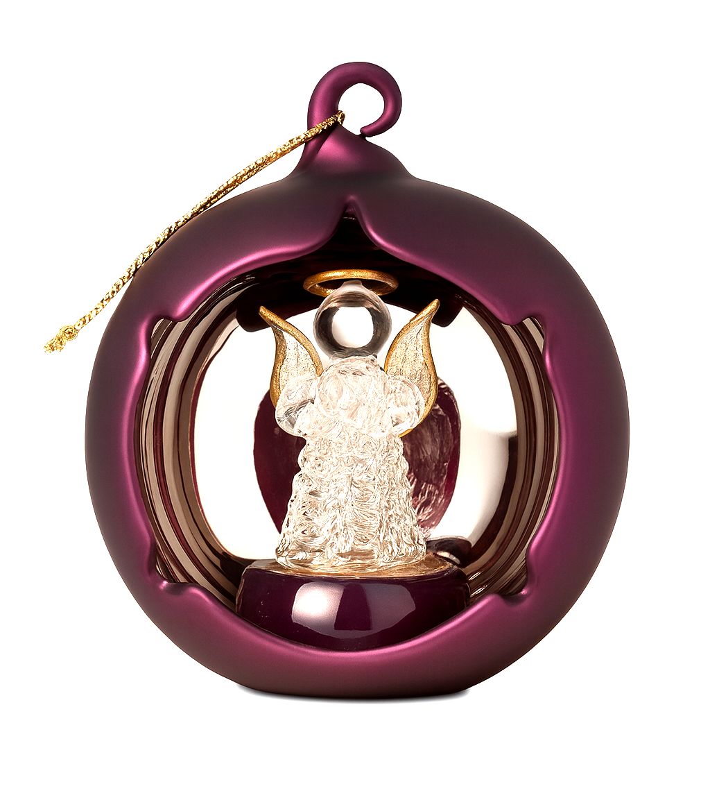 Bombka Szklana z Aniołem – Ręcznie Wykonana Zawieszka Świąteczna