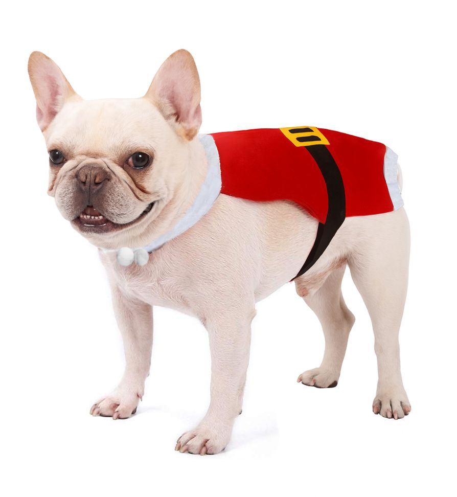 Świąteczne Ubranko Mikołaja dla Pupila (psa lub kota) filcowy fartuszek z regulacją na rzep 35 cm