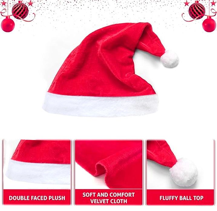 Welurowa czapka Świętego Mikołaja rozm. uniwersalny 52/54