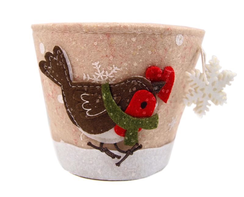 Filcowa osłonka na doniczkę – dekoracja świąteczna