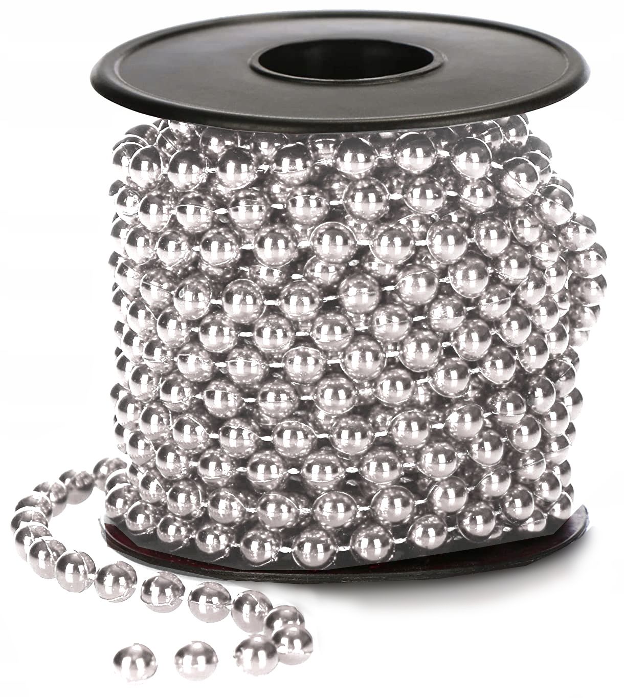 Korale na choinkę – łańcuch z pereł 6 m (6mm) SREBRNE