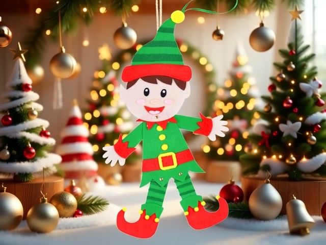 Świąteczny Pomocnik Mikołaja – Filcowy ELF 53 cm do powieszenia (ruchome elementy)