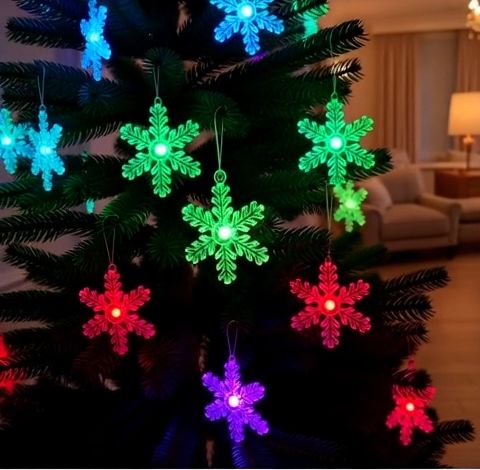 Zawieszka świąteczna led , śnieżynka, płatek śniegu świecący na baterie 10 cm