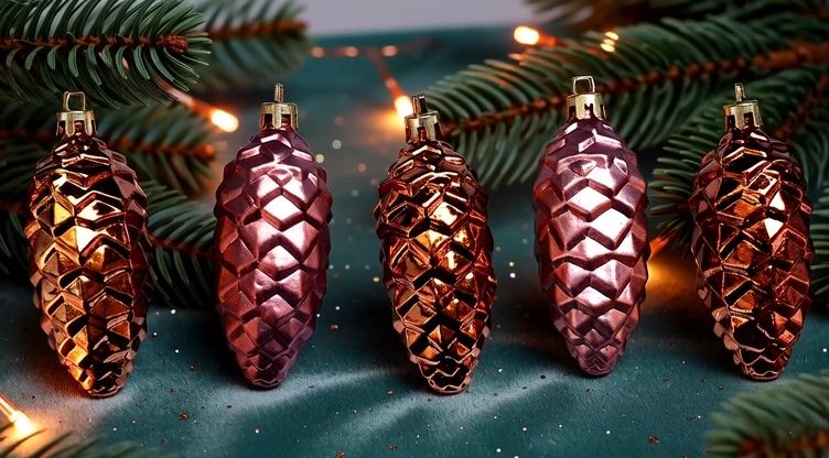 Szyszka bombka plastikowa zestaw 5 sztuk -  w kolorze brązu(mat metalic)